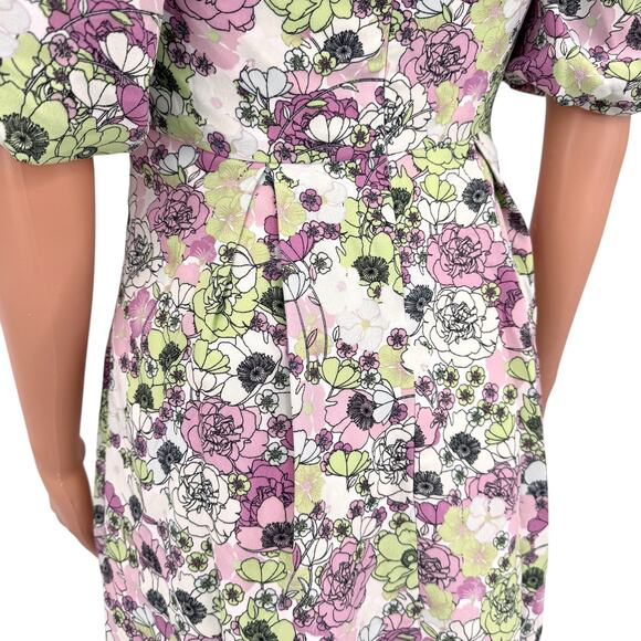 NWT BCBGeneration Floral Square Neck Puff Sleeve Dress 6 Wedding Guest - Picture 12 of 14